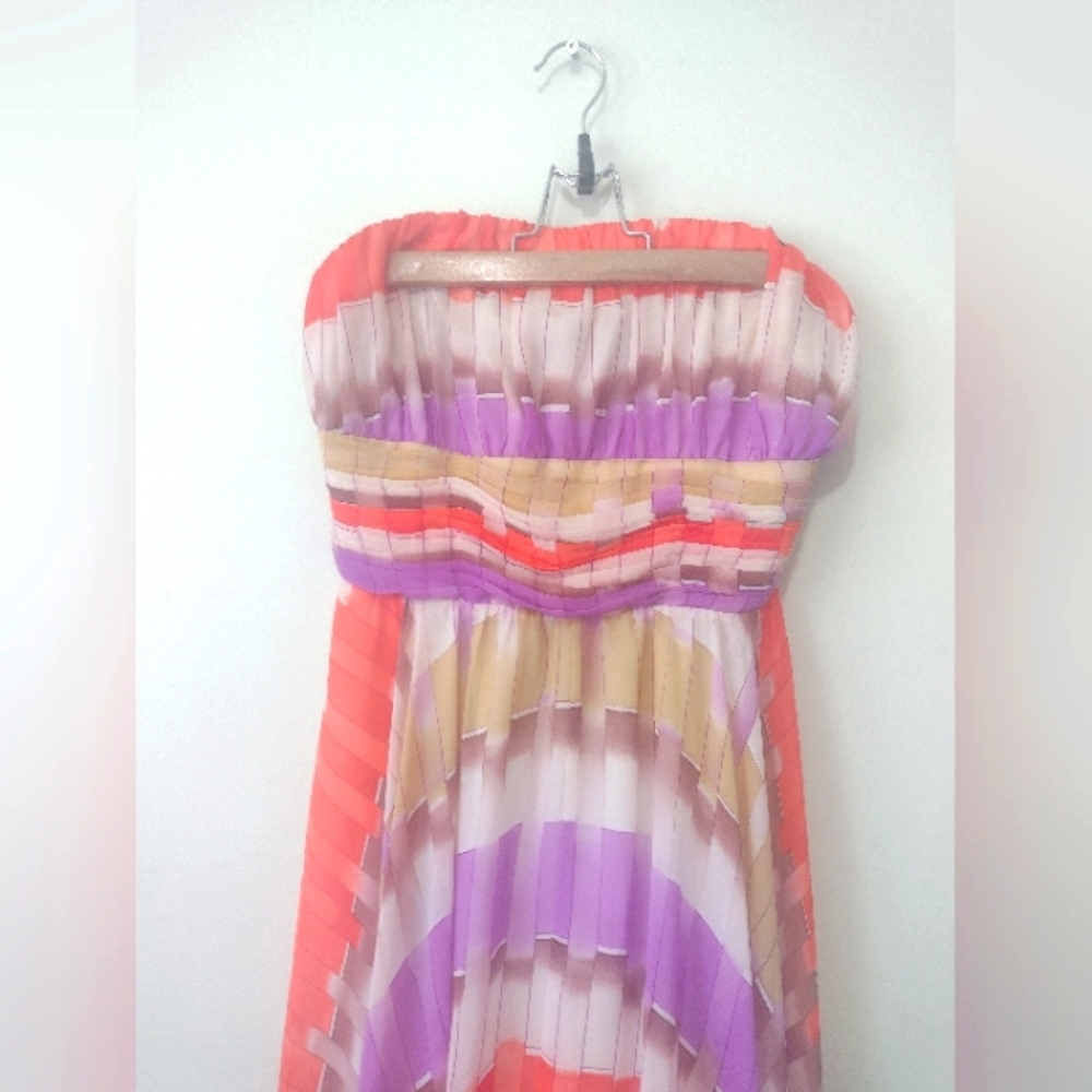 Beautiful GUESS Flowy Orange White Purple Dress M L - Picture 8 of 9